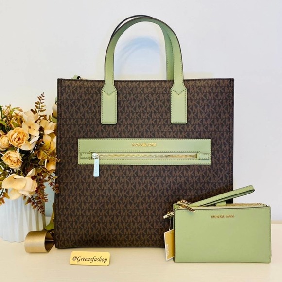 Michael Kors Handbags - Michael Kors purse and wallet large kenly tote shoulder bag light sage